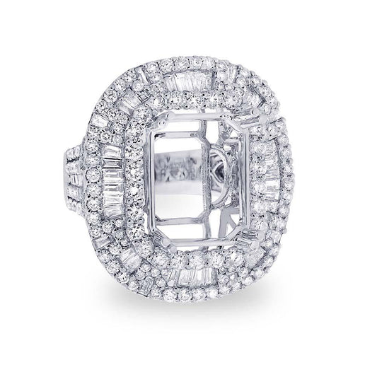 18k White Gold Diamond Semi-mount Ring - 3.87ct