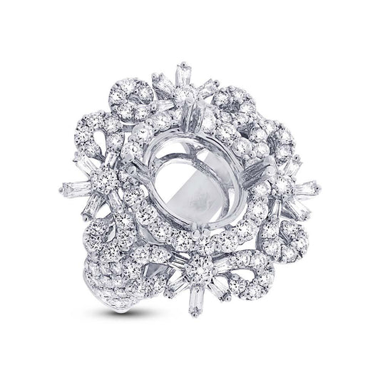 18k White Gold Diamond Semi-mount Ring - 3.03ct