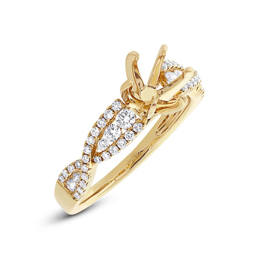 14k Yellow Gold Diamond Semi-mount Ring for 1.00ct Center - 0.45ct