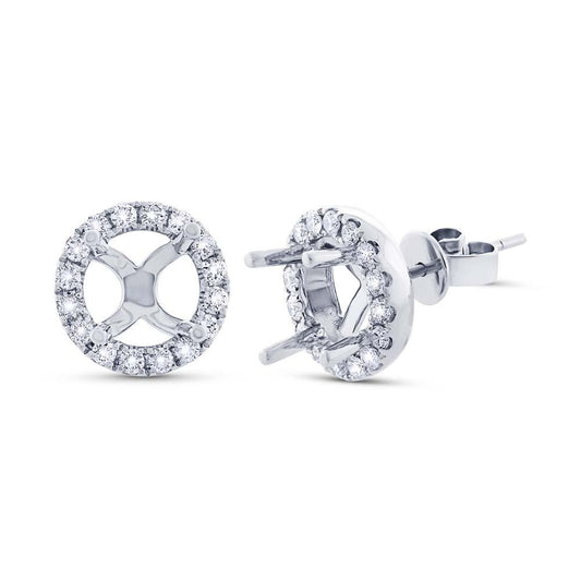 14k White Gold Diamont Semi-mount Stud Earring - 0.59ct