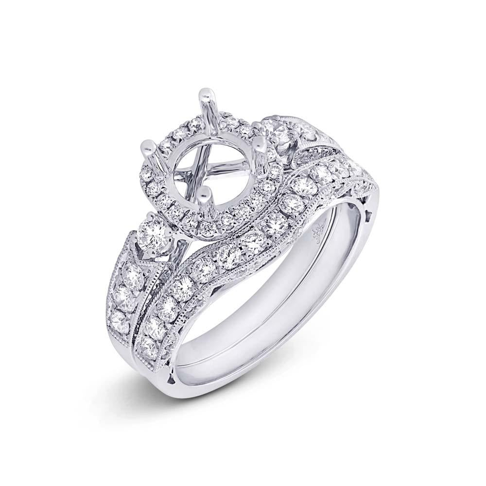 14k White Gold Diamond Semi-mount Ring 2-pc - 1.02ct