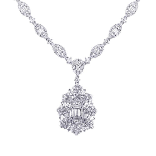 18k Classy White Gold Diamond Necklace - 4.72ct V0100