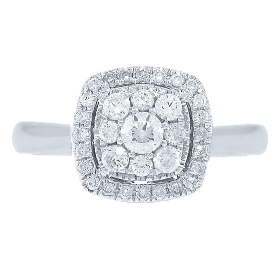 14k White Gold Diamond Cluster Ring - 0.43ct