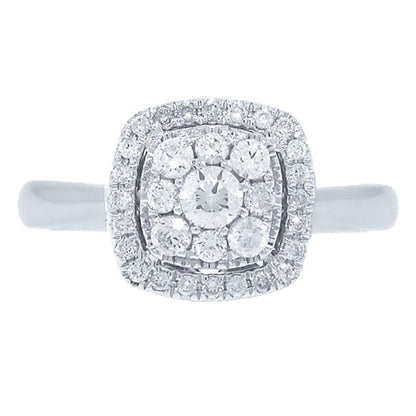 14k White Gold Diamond Cluster Ring - 0.43ct