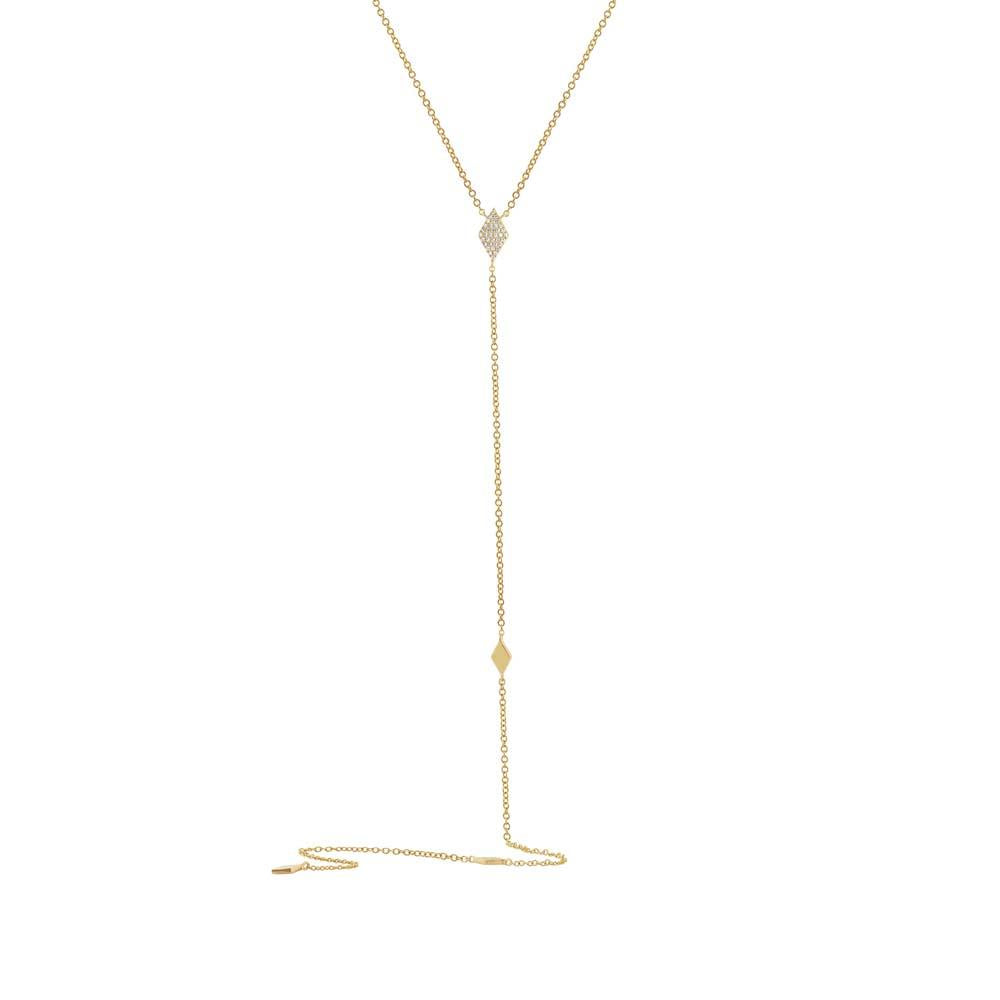 14k Yellow Gold Diamond Lariat Necklace - 0.09ct
