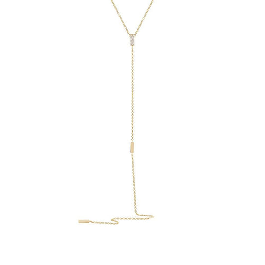 14k Yellow Gold Diamond Lariat Necklace - 0.08ct