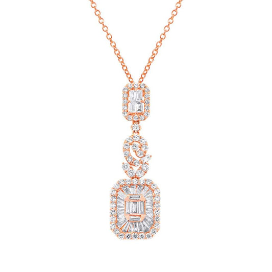 18k Rose Gold Diamond Pendant - 2.40ct