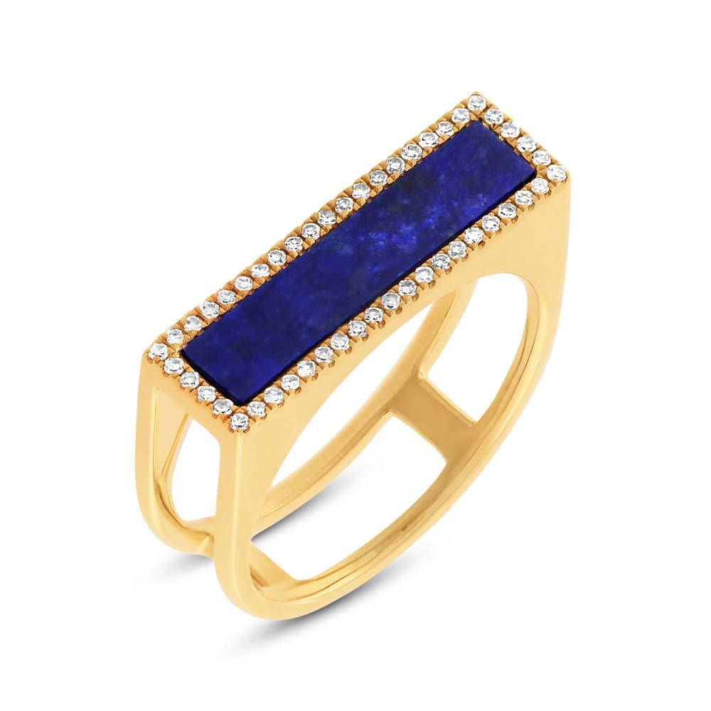 Diamond & 1.06ct Lapis 14k Yellow Gold Lady's Ring Size 8 - 0.15ct