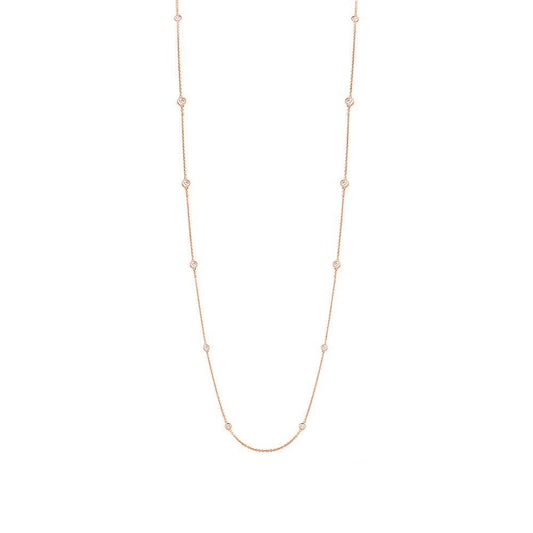 14k Fashionable Rose Gold 36'' Diamonds By The Yard Chain - 1.08ct V0195