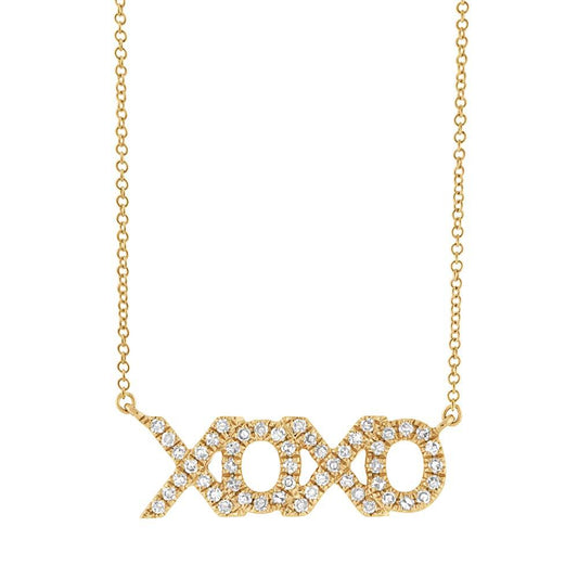 14k Yellow Gold Diamond ''XOXO'' Pendant - 0.15ct