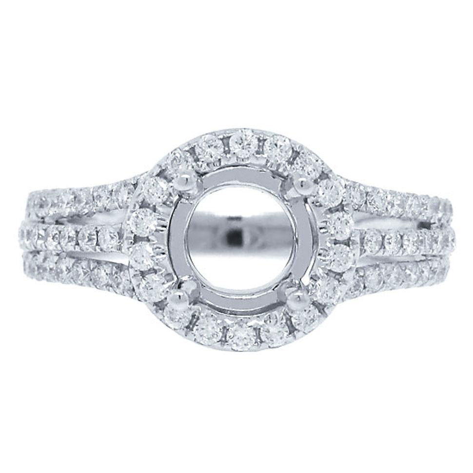 14k White Gold Diamond Semi-mount Ring - 0.54ct