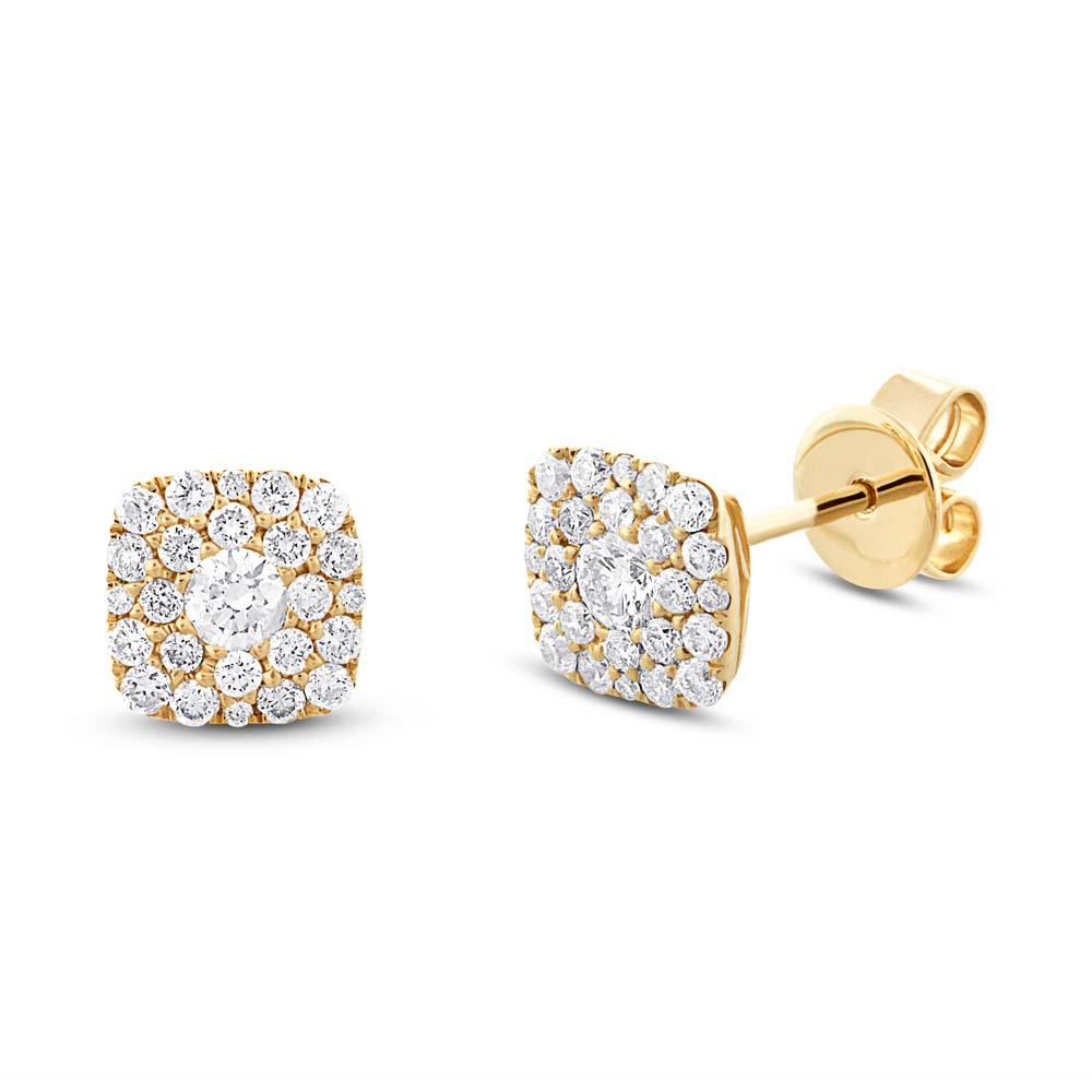 14k Yellow Gold Diamond Cluster Earring - 0.53ct