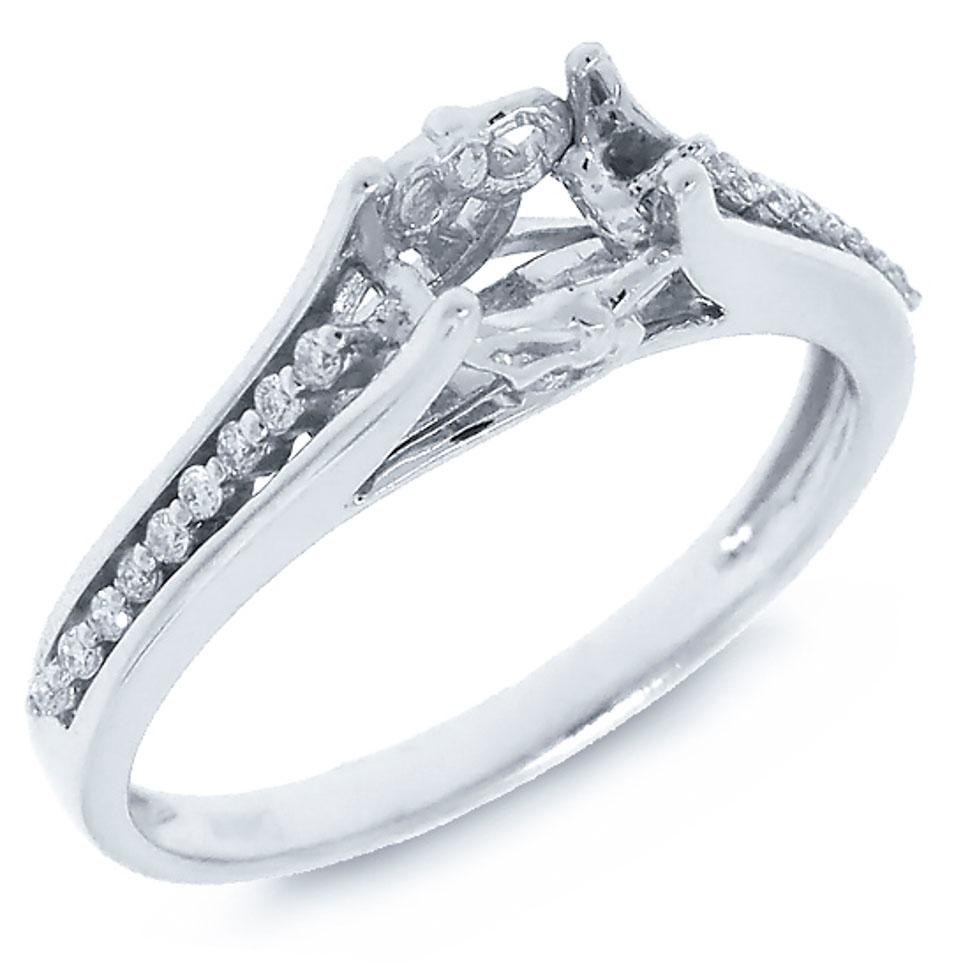 14k White Gold Diamond Semi-mount Ring - 0.09ct