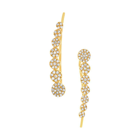 14k Yellow Gold Diamond Ear Crawler Earring