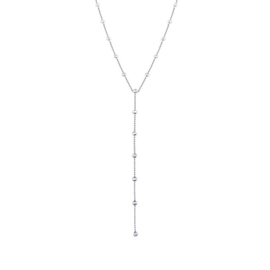 14k White Gold Diamonds By The Yard Lariat Necklace - 0.48ct V0058