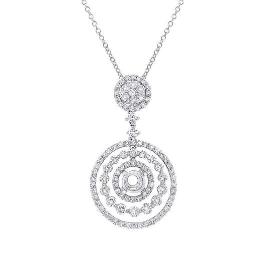 18k White Gold Diamond Semi-mount Pendant - 2.27ct