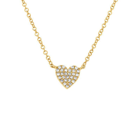 14k Yellow Gold Diamond Pave Heart Pendant - 0.09ct