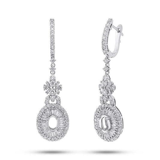 18k White Gold Diamond Semi-mount Earring - 2.35ct