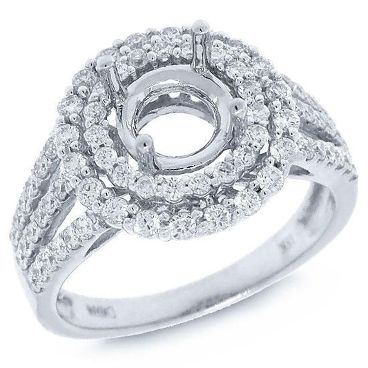18k White Gold Diamond Semi-mount Ring - 0.97ct