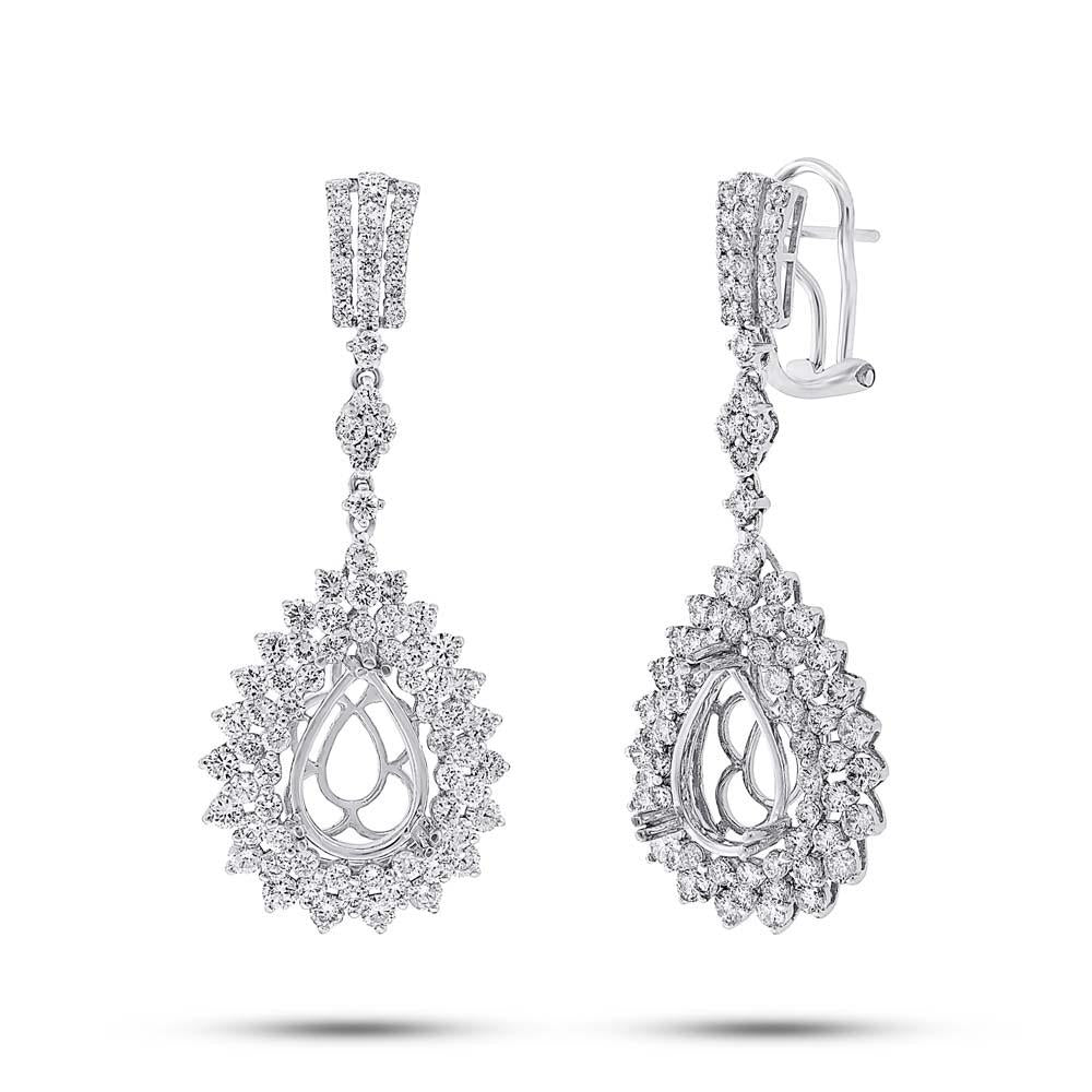 18k White Gold Diamond Semi-mount Earring - 4.43ct