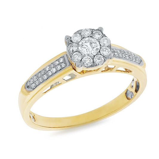 14k Yellow Gold Diamond Engagement Ring - 0.35ct
