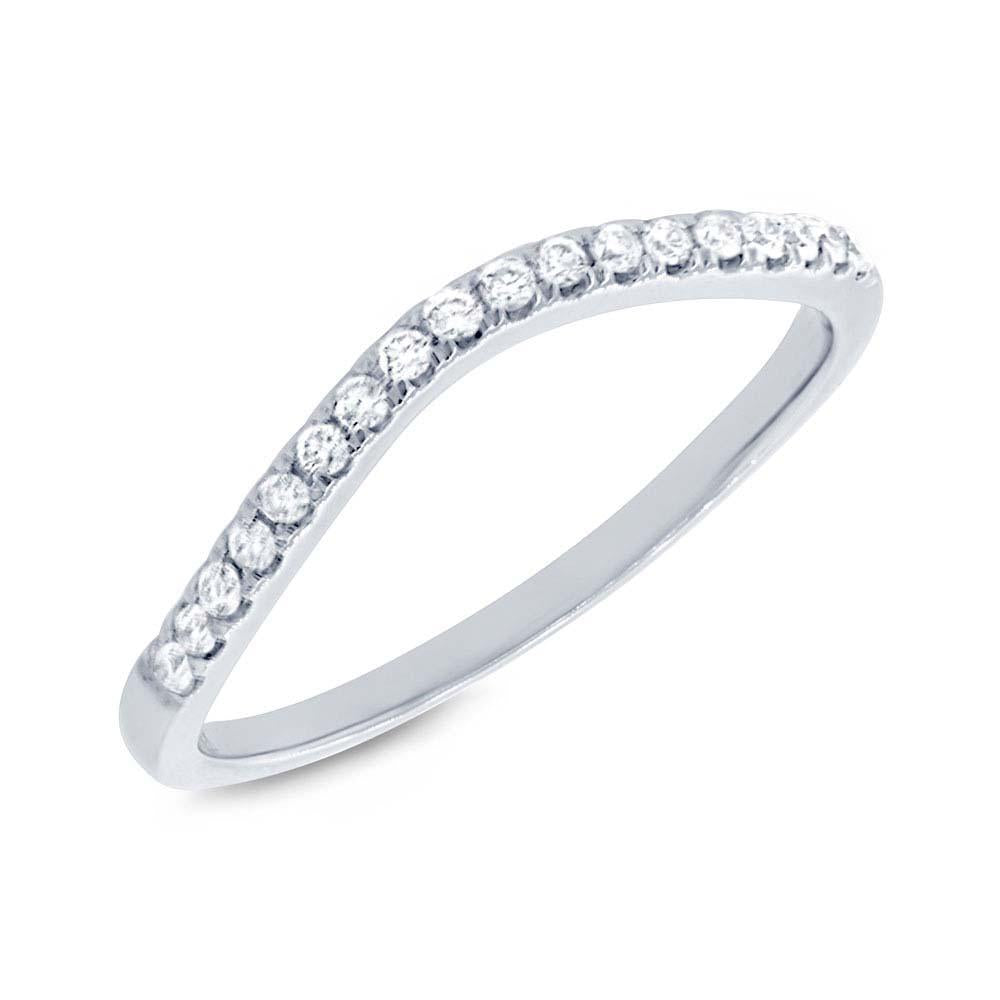 14k White Gold Diamond Lady's Curved Band Size 8