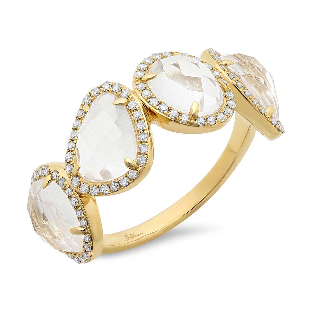 Diamond & 3.58ct White Topaz 14k Yellow Gold Ring Size 7.5 - 0.27ct