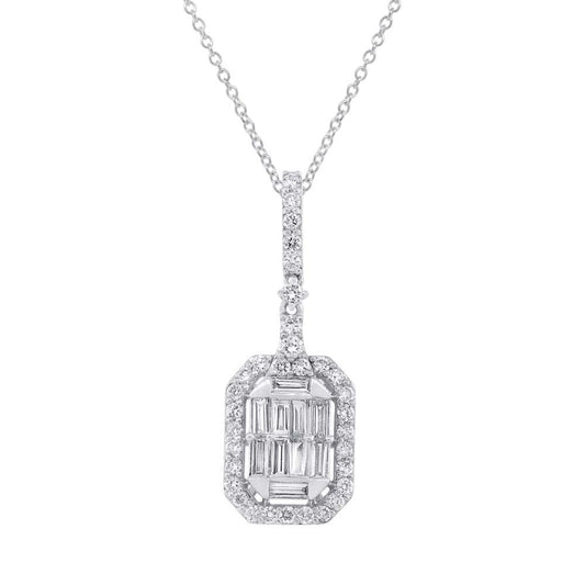 18k White Gold Diamond Baguette Pendant - 1.26ct