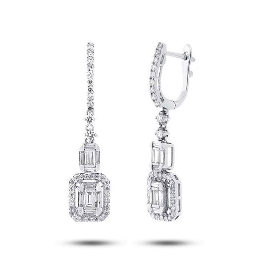 18k White Gold Diamond Baguette Earring - 1.27ct