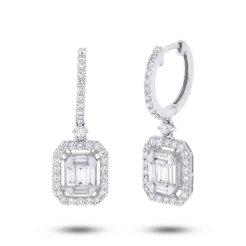 18k White Gold Diamond Baguette Earring - 1.28ct