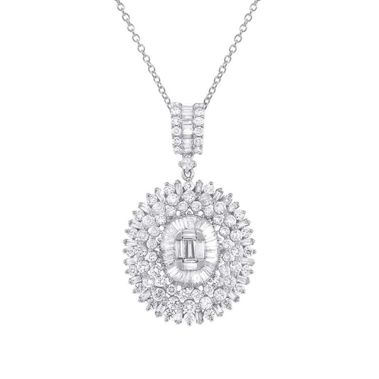 18k White Gold Diamond Pendant - 2.84ct