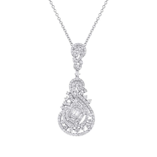 18k White Gold Diamond Pendant - 4.38ct
