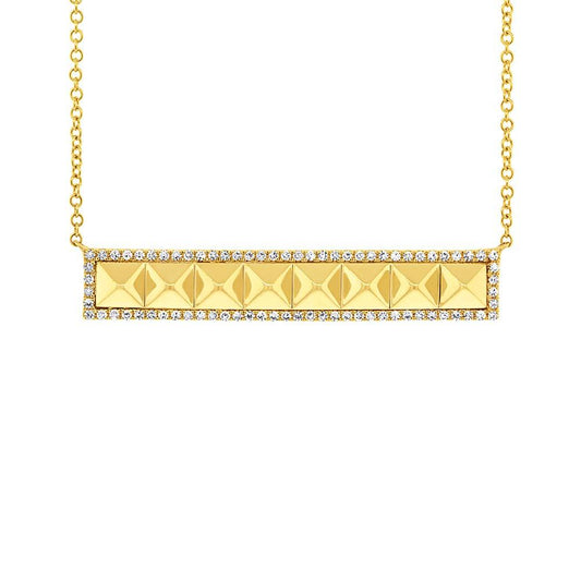 14k Yellow Gold Diamond Bar Necklace