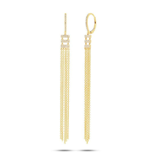 14k Yellow Gold Diamond Fringe Earring - 0.23ct