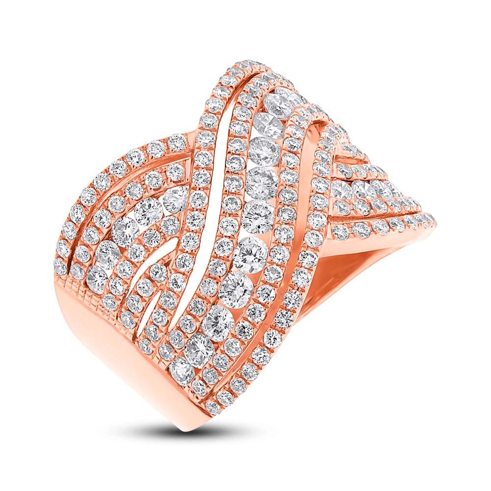 18k Rose Gold Diamond Lady's Ring - 1.89ct