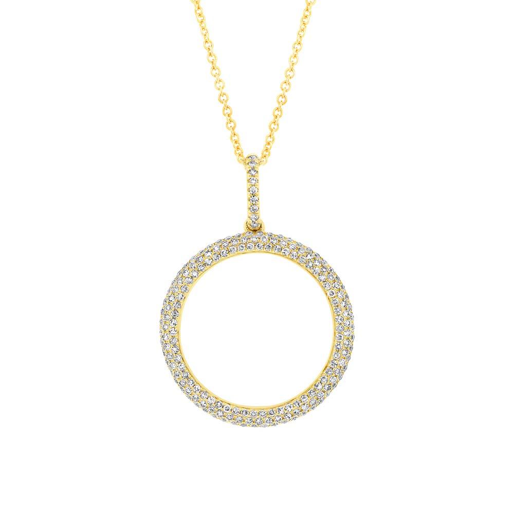 14k Yellow Gold Diamond Pave ''O'' Necklace - 0.36ct