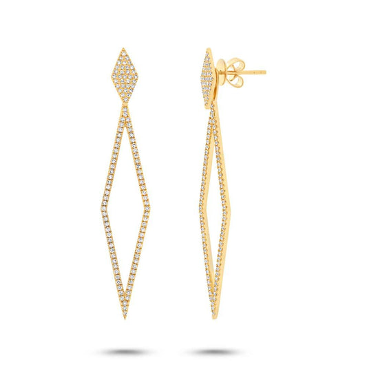 14k Yellow Gold Diamond Ear Jacket Earring with Studs