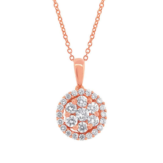 18k Rose Gold Diamond Cluster Pendant - 0.54ct