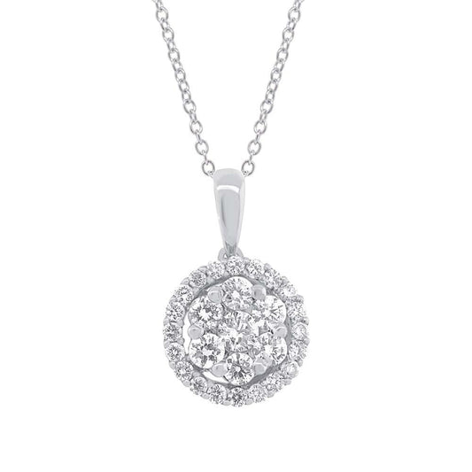 18k White Gold Diamond Cluster Pendant - 0.54ct