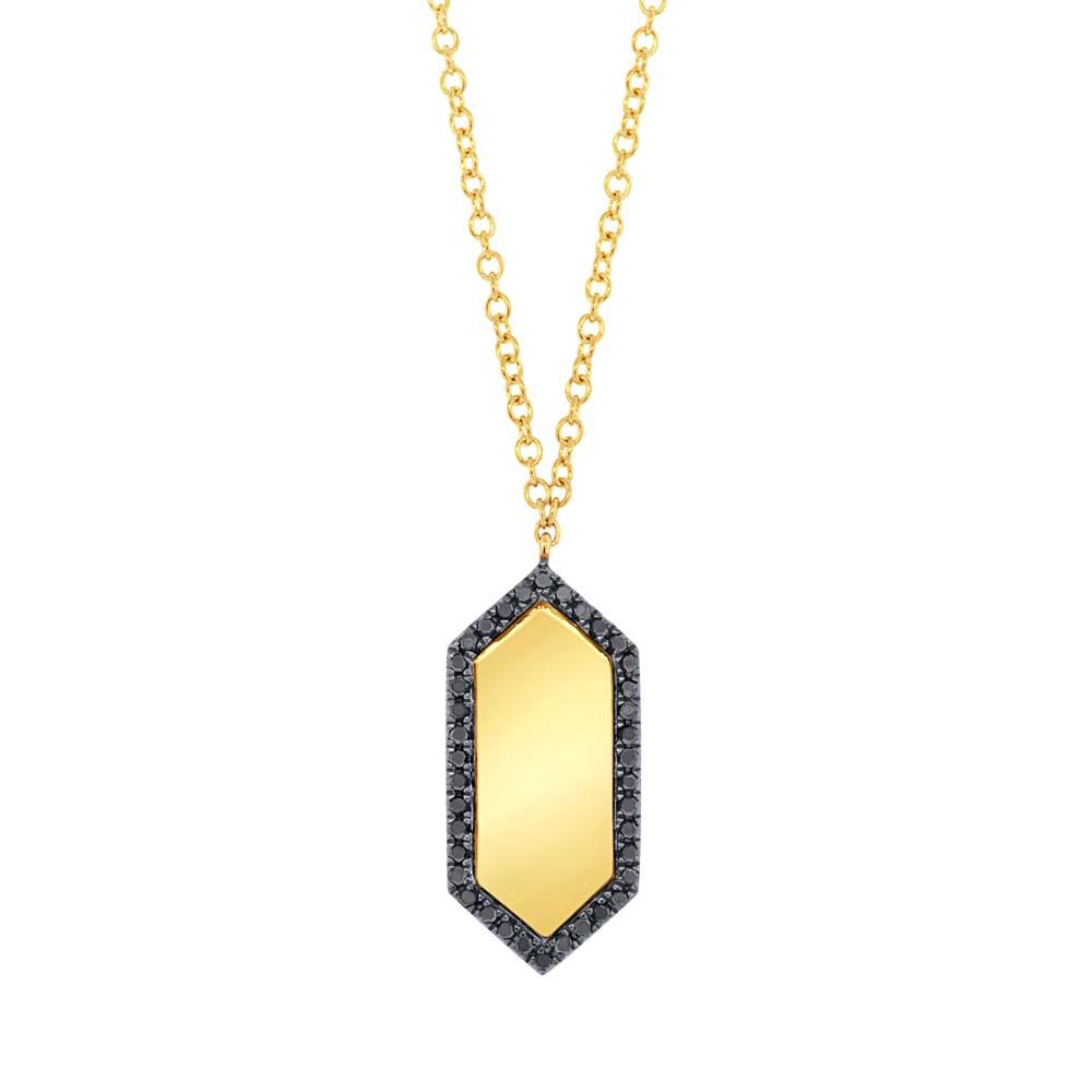 14k Yellow Gold Black Diamond Pendant - 0.09ct