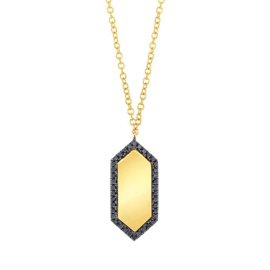 14k Yellow Gold Black Diamond Pendant - 0.09ct