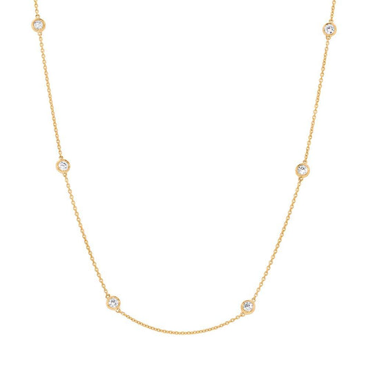 14k Yellow Gold 18'' Diamonds By The Yard Chain - 1.02ct
