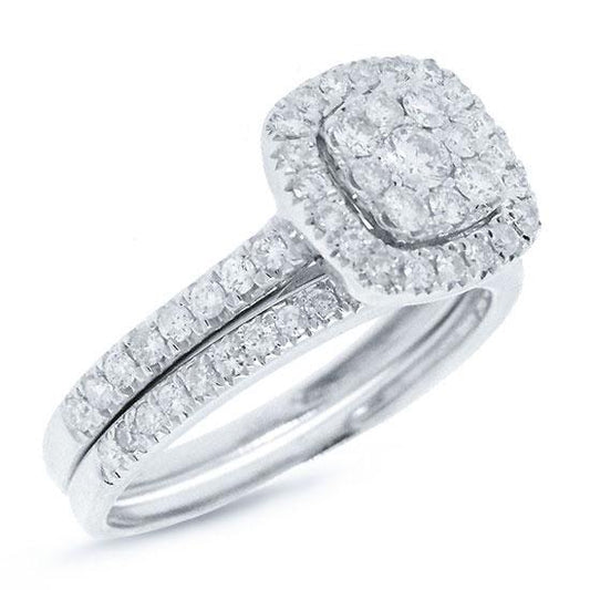 14k White Gold Diamond Wedding Set - 0.79ct
