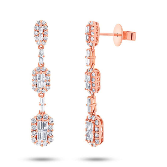 18k Rose Gold Diamond Earring - 1.66ct