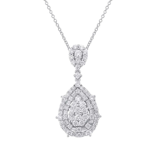 18k White Gold Diamond Pendant - 1.66ct