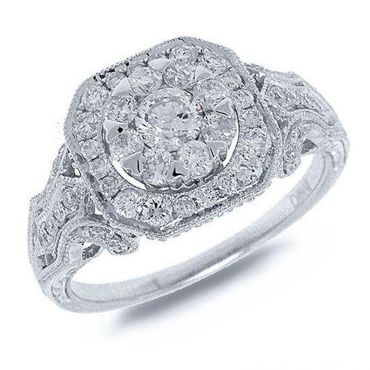 18k White Gold Diamond Lady's Ring - 0.89ct