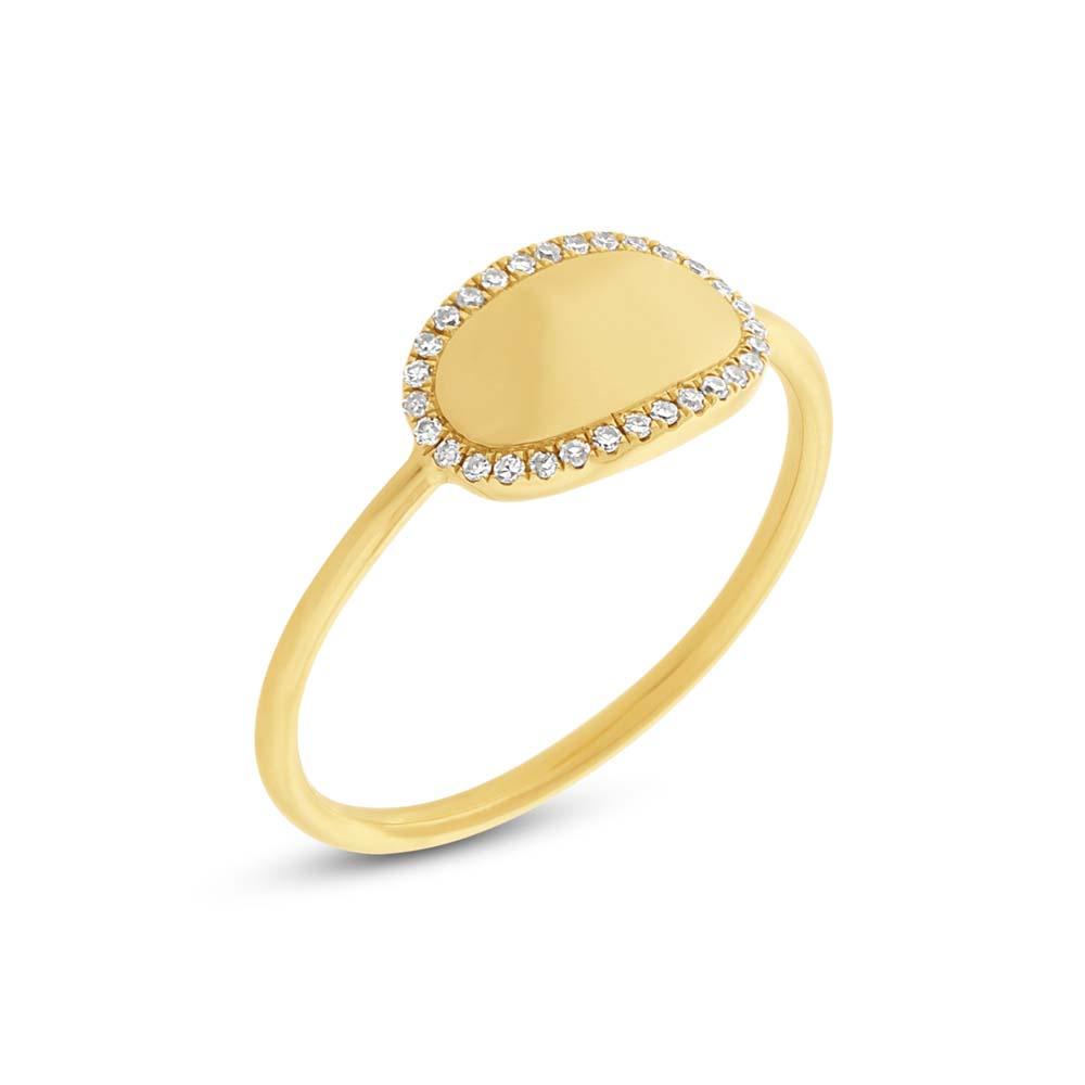 14k Yellow Gold Diamond ID Ring Size 6.5 - 0.08ct