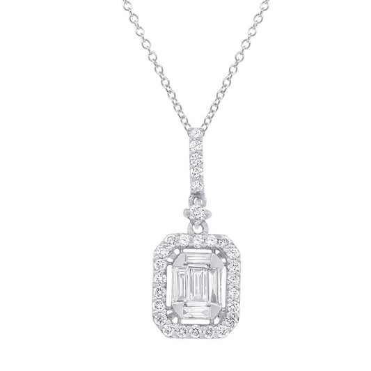 18k White Gold Diamond Baguette Pendant - 0.57ct