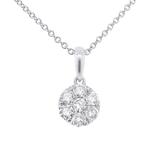 18k White Gold Diamond Cluster Pendant - 0.38ct