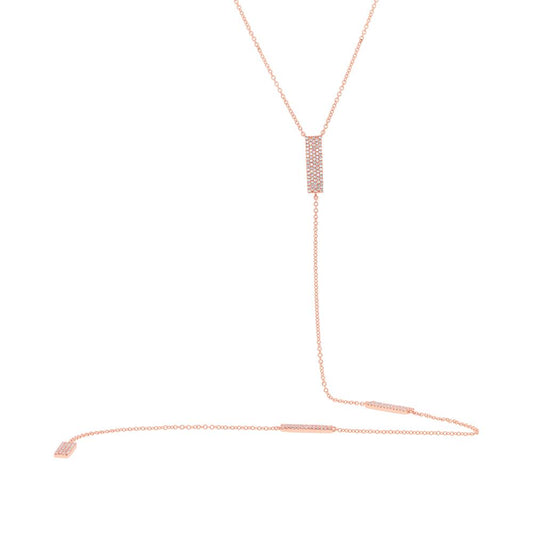 14k Rose Gold Diamond Pave Lariat Necklace - 0.48ct